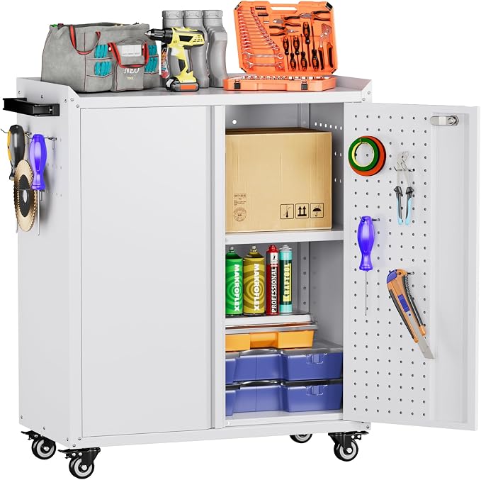 Aobabo 34.3'' H Metal Rolling Storage Cabinet, Locking Steel Storage Cabinet on by Aobabo