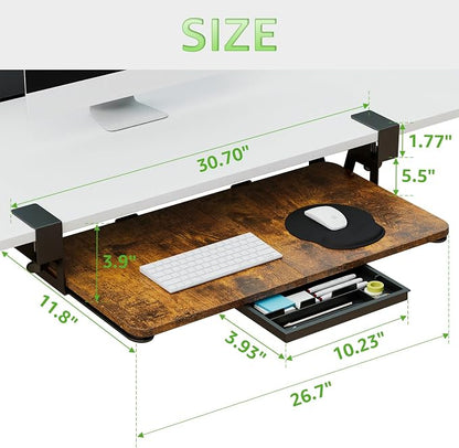 Desktop Keyboard Tray, Under Desk Pull Out, 26.77" X 11.81" Large Size Keyboard - Image 5