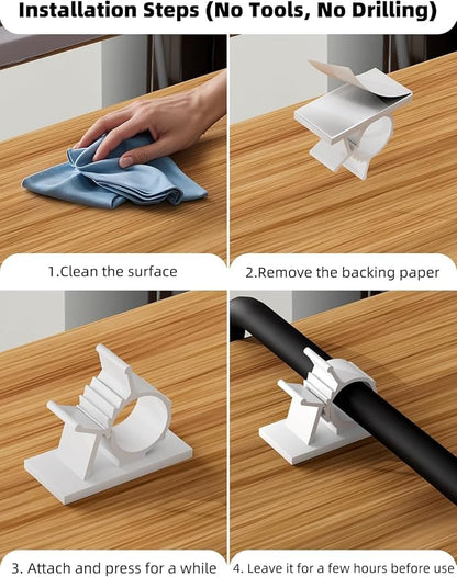 Viaky White Cord Clips Self Adhesive - Image 8