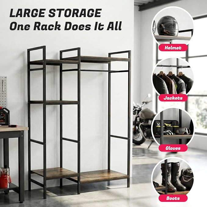 TONGMO Motorcycle Gear Rack, Heavy Duty Helmet Stand, Large Motorcycle Gear - Image 2