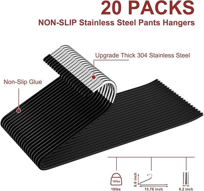 Stainless Steel Pants Hangers, SINYWAY 20 Pack 13.78in Non Slip Open Ended - Image 2