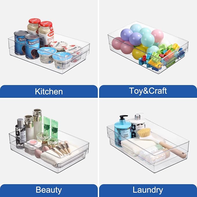 Plastic Storage Bins, 2 Pack Stackable Fridge Organizer Bins, Freezer Storage - Image 3