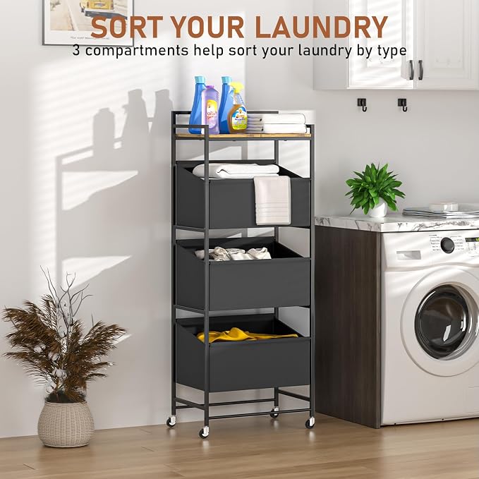 3-Tier Laundry Hamper Sorter - Image 3