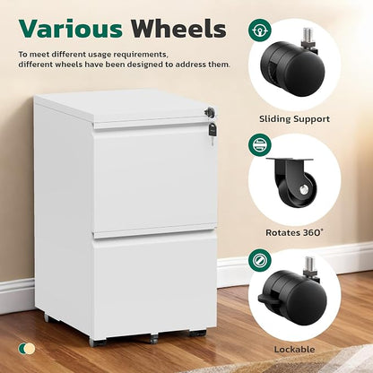 Greenvelly 2 Drawer Mobile File Cabinet - Image 7