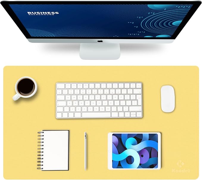 K KNODEL Small Office Leather Desk Mat, Mouse and Keyboard Pad, Computer and by K+KNODEL