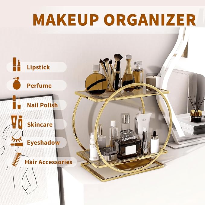 Perfume Organizer for Dresser, 2 Tier Bathroom Counter Organizers and Storage - Image 6