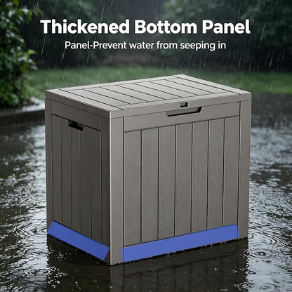 34 Gallon Outdoor Storage Box, Resin Deck Box Waterproof, Raised Bottom Outside - Image 5