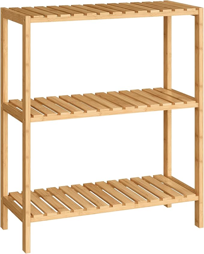SONGMICS Bamboo Storage Shelf, 3-Tier Shelving Unit, in The Entryway, Living by Unknown
