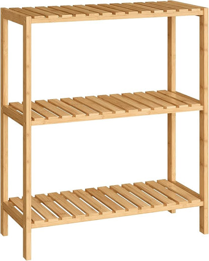 SONGMICS Bamboo Storage Shelf, 3-Tier Shelving Unit, in The Entryway, Living by Unknown