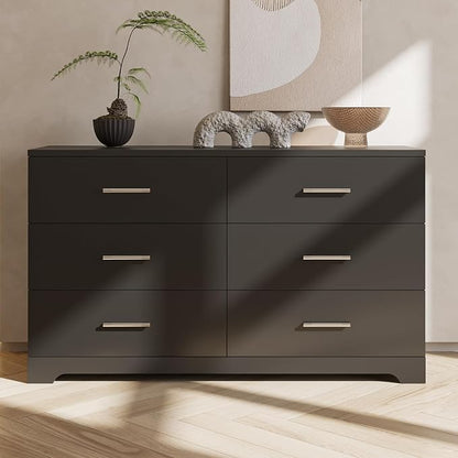 Karl home 6 Drawer Dresser, Wood Black Vanity Drawer Cabinet, Bedroom Storage - Image 6