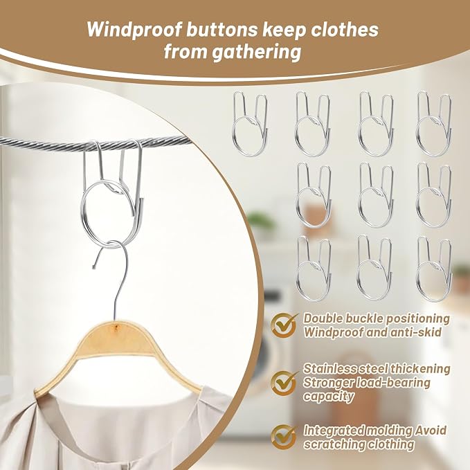 Retractable Clothesline Indoor, Non-Sagging Outdoor Clothes Line Retracting - Image 6