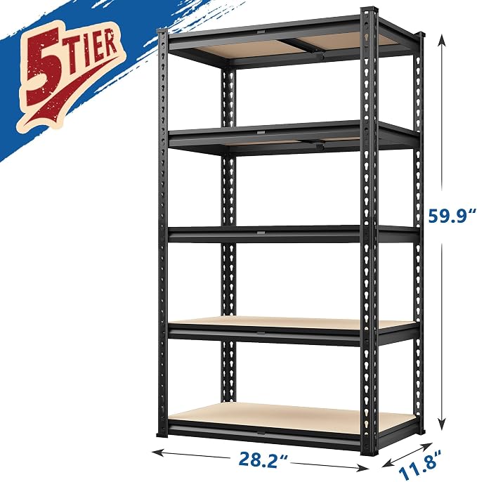 REIBII Storage Shelves 1600LBS Garage Shelving Heavy Duty Metal Shelving 5 Tier - Image 3