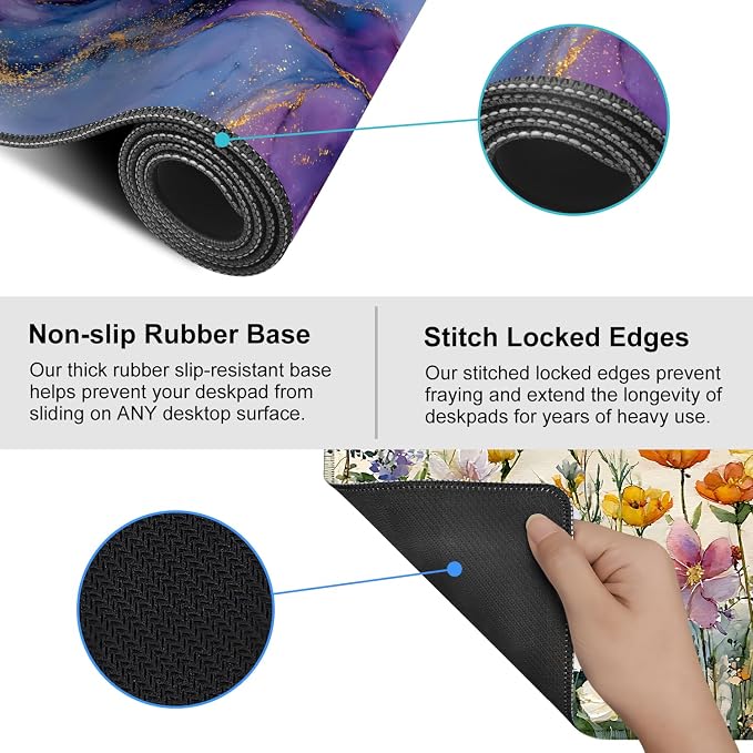 Purple Marble Ink Mouse Pad – Large Extended Desk Mat 35.43 x 15.75 in – - Image 5