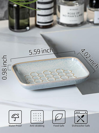 Gomakren Soap Dish for Shower, Bar Soap Holder, Ceramic Soap Dishes for Bar Soap - Image 3