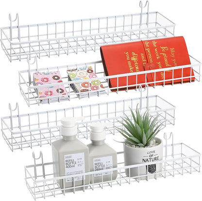 Blulu 4 Pcs 15.75 x 3.94 x 1.97 Inch Metal Grid Wall Baskets by Blulu