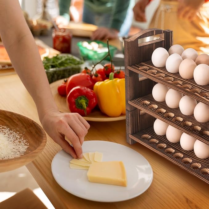 Wooden Egg Holder 3 Layer Fresh Egg Rack Holders Countertop Stackable Quail Egg - Image 6