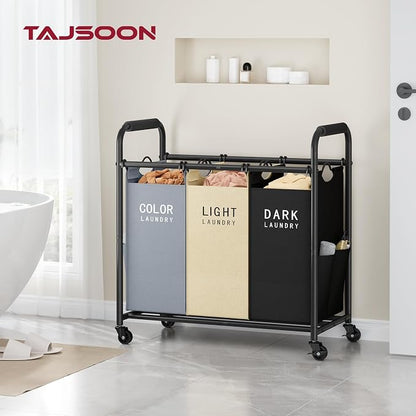 Tajsoon 3 Bag Laundry Sorter Cart, Laundry Hamper Sorter Basket - Image 6