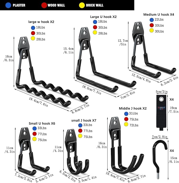 3-H Garage Wall Hooks 31 Pack, Garage Hooks Heavy Duty - Image 2