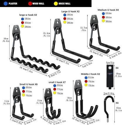 3-H Garage Wall Hooks 31 Pack, Garage Hooks Heavy Duty - Image 2