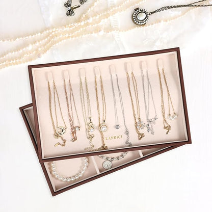 LANDICI Stackable Jewelry Organizer Trays 4 Set, PU Leather Jewelry Organizer - Image 6