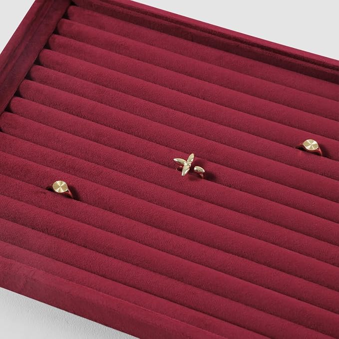 Velvet Ring Display Tray, Stackable Muilt Slot Rings Ear Stud Storage Tray - Image 7