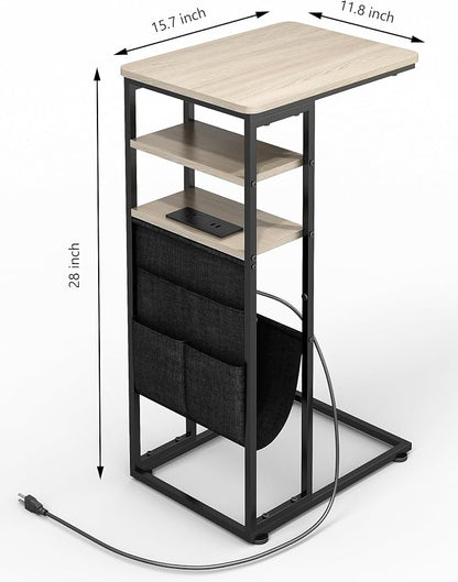 C Shaped End Table with Charging Station, Under Couch Table C-Shaped End Table - Image 2