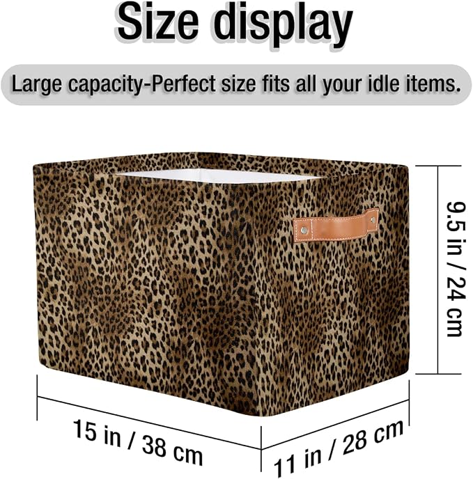 Basket Storage Bins Animal Leopard Cheetah Skin Rectangle Cube Basket Box Kids - Image 4