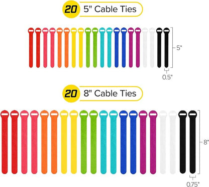Self-Gripping Cable Ties by Wrap-It Storage, 40 Pack – Reusable Hook and Loop - Image 4