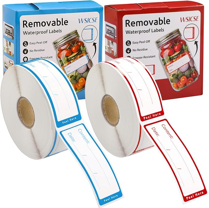 1000 Freezer Labels with Dispenser, No Residue, Strong Adhesive, Waterproof by WSICSE