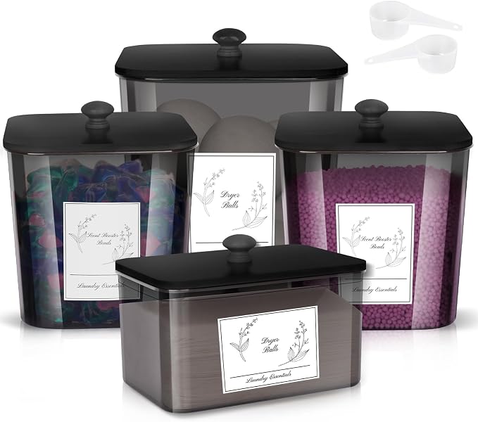4 Pack Laundry Detergent Containers & Dryer Sheet Holder by Zingbee