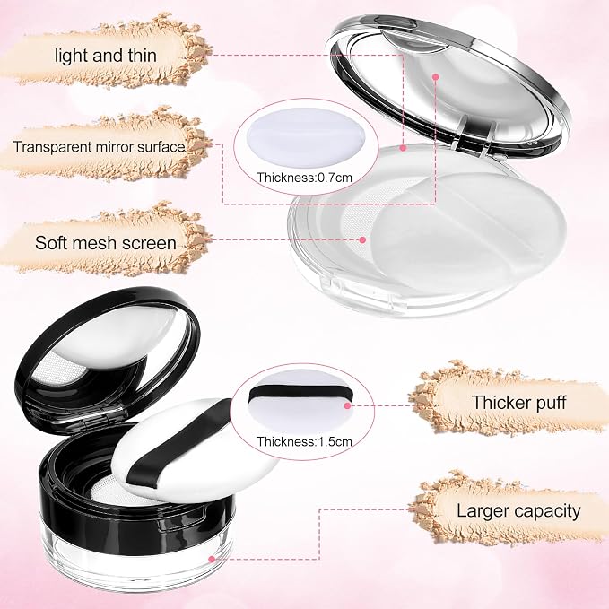 2 Pcs Loose Powder Containers, 0.7/0.17 Ounce Foundation Container Portable - Image 4