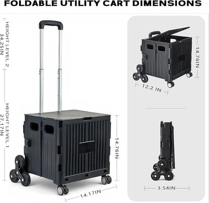 Utility Cart Foldable Shopping Cart Book Storage Cart, - Image 3