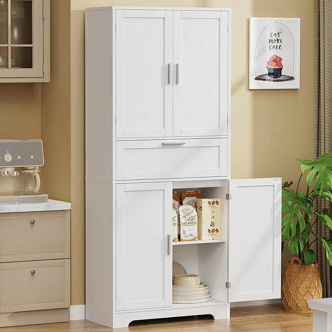 Iwell 67" Tall Storage Cabinet, Rattan Cabinet - Image 5