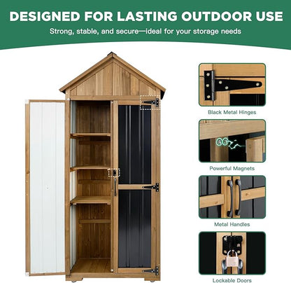 Ketive Outdoor Storage Cabinet, Wood & Metal Storage Shed - Image 5