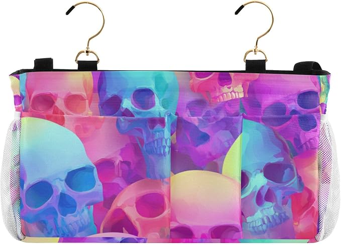 Gradient Multicolored Skulls Bedside Caddy by QwThum
