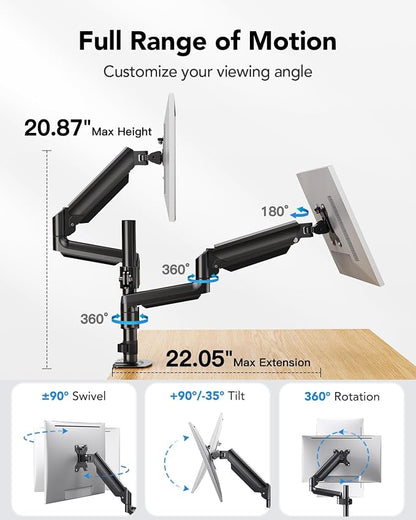 HUANUO Dual Monitor Mount up to 32 inches Screens, Taller Monitor Stand Hold - Image 5