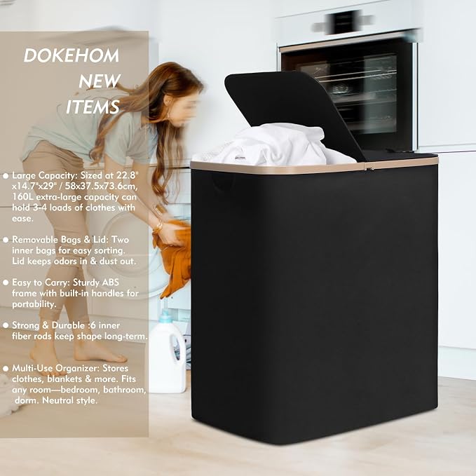 DOKEHOM 160L Double Laundry Basket - Image 2