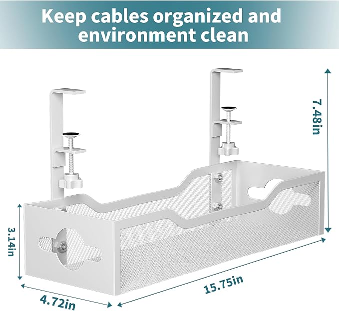 Under Desk Cable Management Tray White, Litwaro Cable Management Under Desk No - Image 7