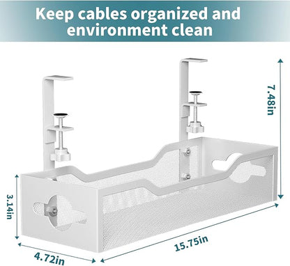 Under Desk Cable Management Tray White, Litwaro Cable Management Under Desk No - Image 7