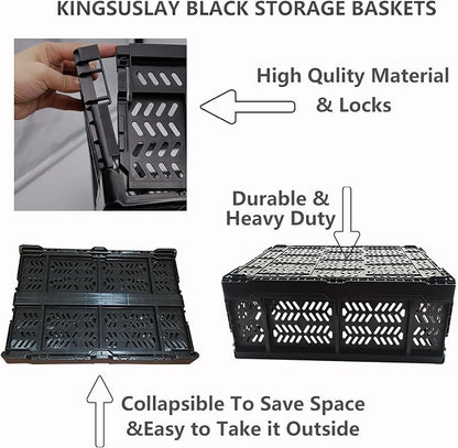 4-Pack Plastic Storage Crates, 20L Foldable Baskets, Collapsible Crates - Image 7