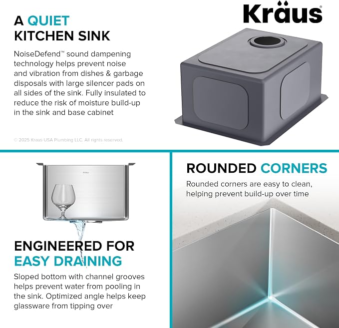 KRAUS Standart Pro 14 -inch Undermount Single Bowl 16 Gauge Stainless Steel Bar - Image 10