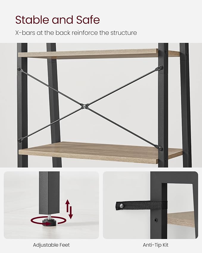 VASAGLE Ladder Shelf, 5-Tier Bookshelf, Storage Rack, Bookcase - Image 6