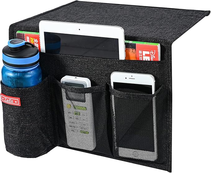Zafit Linen 4 Pockets Bedside Caddy, Bedside Storage Organizer - Image 2