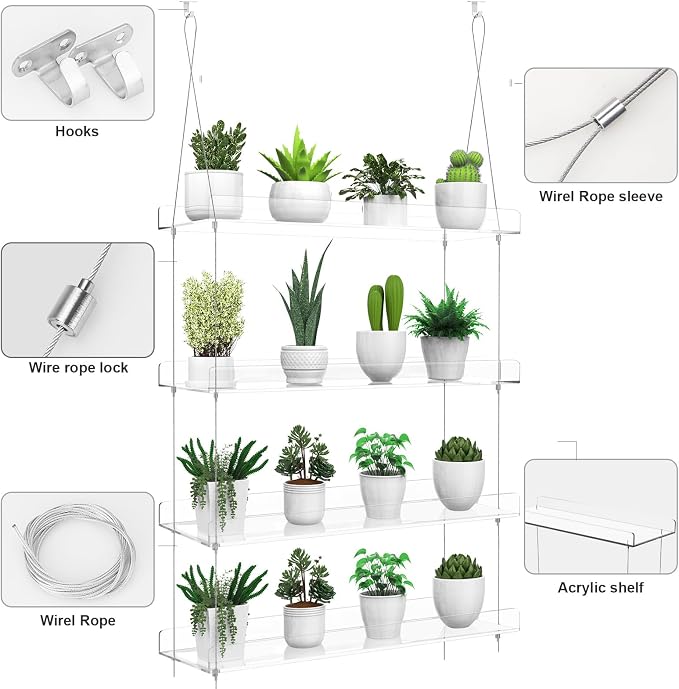 2-Pack Hanging Clear Plant Shelves - Image 4