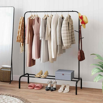 Giantex Clothes Rack for Hanging, 8 Hooks & Storage Shelf, Heavy-duty Metal - Image 3