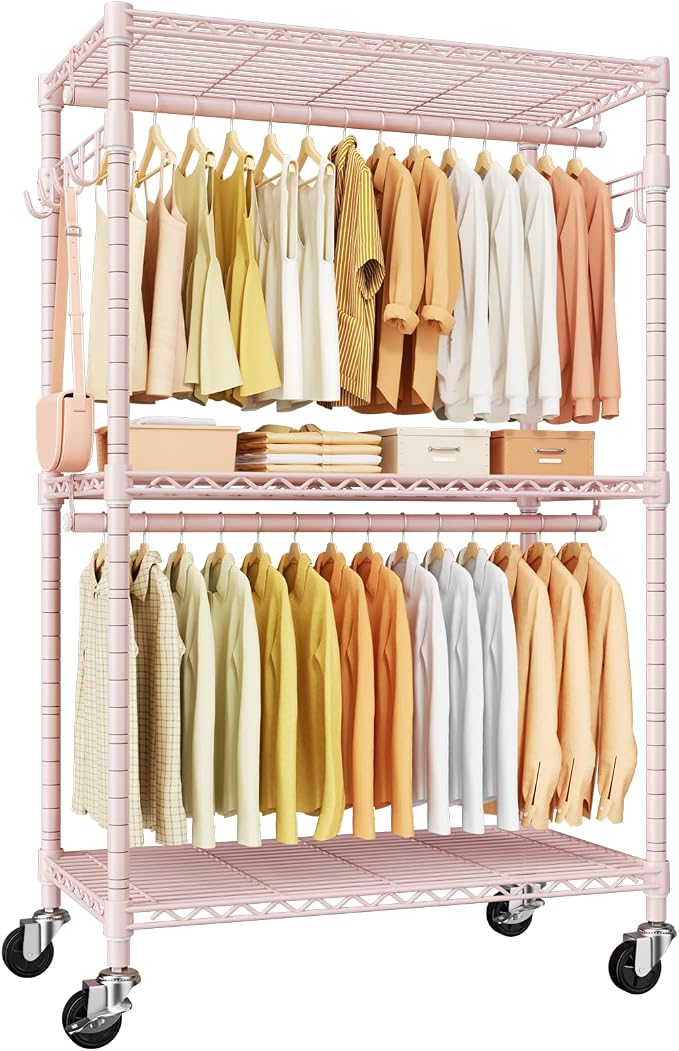 P1 Rolling Closets with Wheels and Shelves, Portable Closet Wardrobe by UlifHome