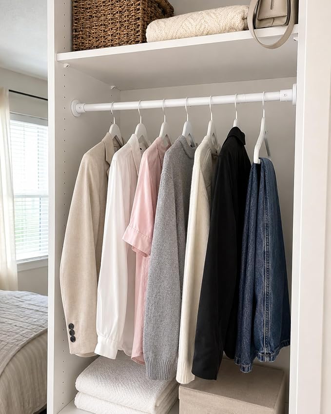 Closet Rods for Hanging Clothes, 18” to 48” Adjustable Closet Rod, Heavy Duty - Image 3