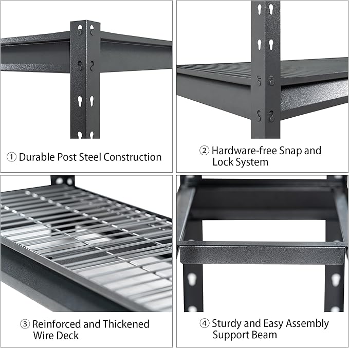 The Atlas 72" W Heavy Duty Garage Shelving Load 8000 Lbs, 4 Tier Metal Storage - Image 6