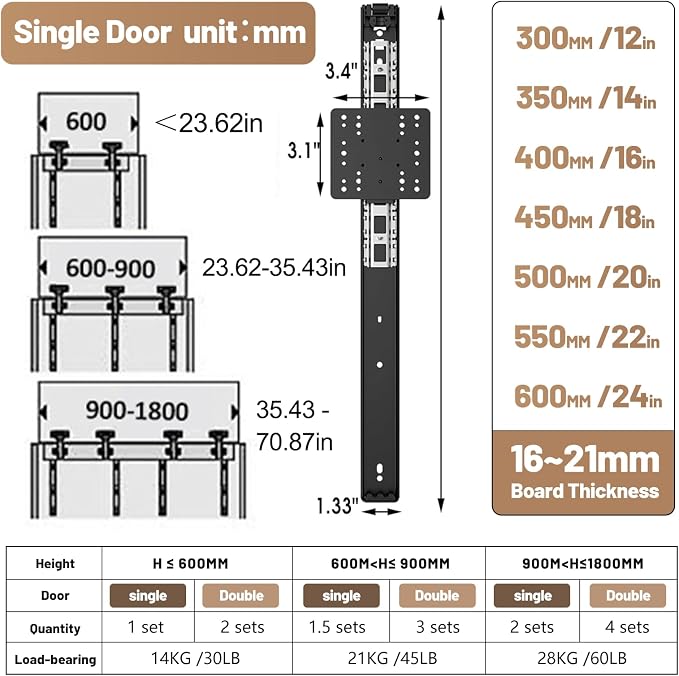 YJINGRUI Cabinet Pocket Door Slide 18 inch, Pocket Door Slides - Image 4