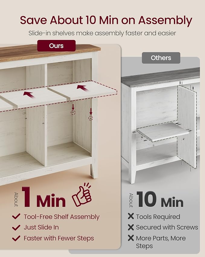 VASAGLE Liry Collection Farmhouse Bookcase, 6-Cube Storage Organizer - Image 4